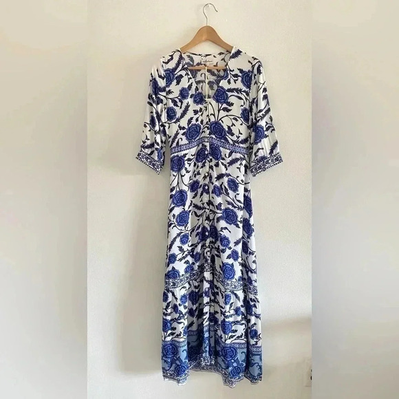 NWT ARNHEM Carolina Porcelain Maxi Dress Sz 4 US - Picture 2 of 13